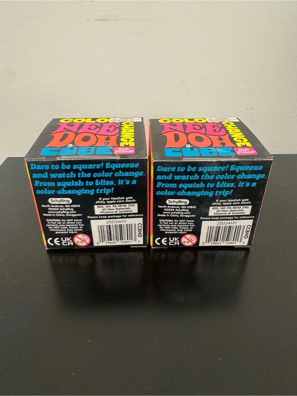 NeeDoh Schylling Color-Changing Cube Doh-Filled set of 2 (Yellow & Pink) SEALED